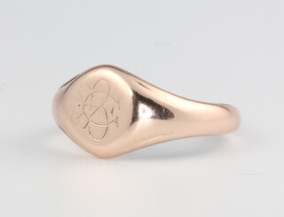 A 9ct yellow gold signet ring, size L, 3.4 grams