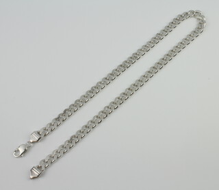 A silver flat link necklace 50cm, 76 grams