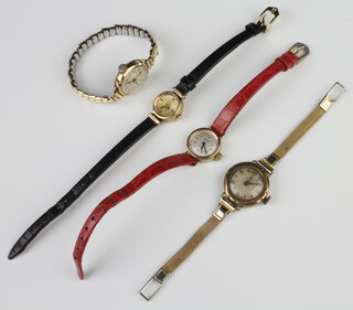 4 lady's 9ct gold cased wristwatches