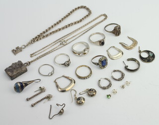 A silver dress ring and minor silver jewellery 