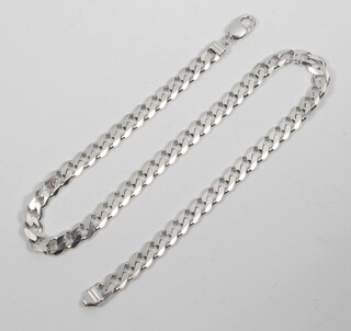 A silver curb link necklace 50cm, 63.4 grams 