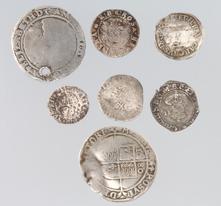 Seven Charles I and Elizabeth I silver coins 