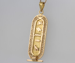 A 9ct yellow gold Egyptian design pendant and necklace 5.6 grams 
