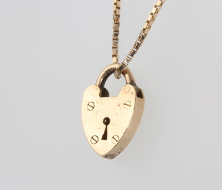 A 9ct yellow gold necklace with padlock pendant 5.2 grams 