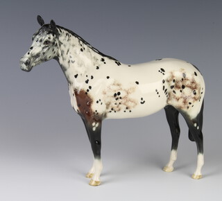 A Beswick figure of an Appaloosa horse h1772, black, white and brown, modelled by Arthur Greddington 20.3cm  