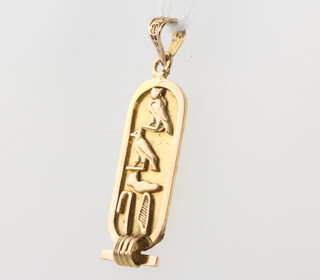 A 9ct yellow gold Egyptian style pendant 2.2 grams 
