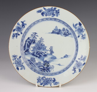 An 18th Century Chinese plate decorated with landscape view 23cm 