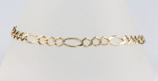 A 14ct yellow gold fancy link bracelet 20cm, 4.8 grams 