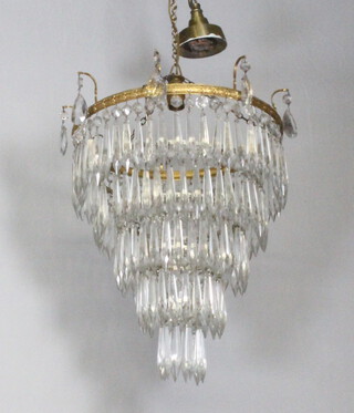 A circular 5 tier drop light electrolier with lozenge decoration 37cm x 29cm 