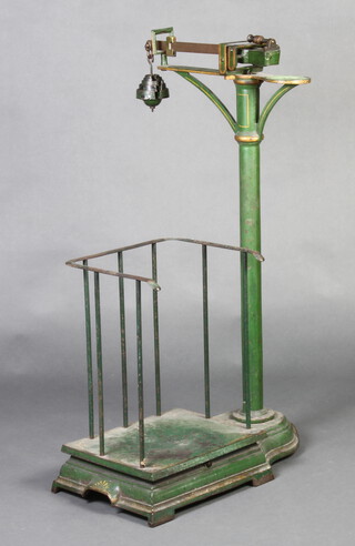 A 19th/20th Century medical infants platform scales, complete with weights - 8 stone, 4 stone, 2 stone, 1 stone and 1/2 stone 