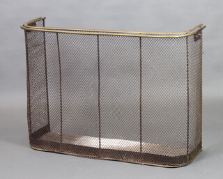 A 19th Century iron mesh and brass nursery spark guard 68cm h x 96cm w x 34cm d 