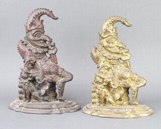 Two Victorian cast iron door stops in the form of Mr Punch 33cm x 24cm x 8cm 