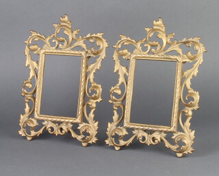 A pair of pierced gilt metal rococo style easel photograph frames 27cm x 19cm x 9cm 