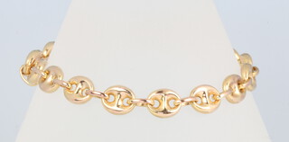 A 9ct yellow gold fancy link bracelet, 17.5cm, 6.9 grams