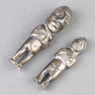 Two "Peruvian" standing metal figures of deities 5cm and 4cm 
