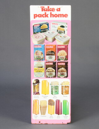 A 1970's Lyons Maid enamelled ice cream advertising sign "Take a Pack Home" 76cm x 25cm 