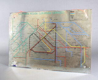 Of railway interest, a Southern Region Suburban Services mirror map 41cm x 61cm 
