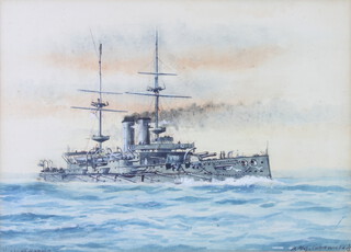 Horne, watercolour signed, "HMS Cornwallis" 26cm x 36cm 