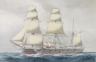 William MacKenzie Thomson (1870-1892), watercolour signed, study of HMS Northampton 30cm x 45cm 