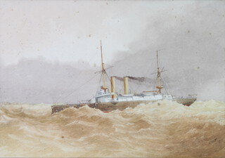 C W F 1899, watercolour monogrammed, "HMS Undaunted" 24.5cm x 35.5cm 