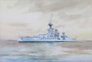 William Minshall Birchall 1923, (1884-1941) watercolour signed, "HMS Benbow" 25cm x 36cm  