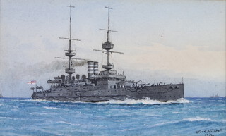William Frederick Mitchell 1912 (1845-1914) watercolour signed and dated, "HMS Jupiter" 8cm x 13cm 