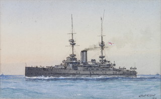 William Frederick Mitchell 1912 (1845-1914) watercolour signed and dated, "HMS Victorious" 8cm x 13cm 