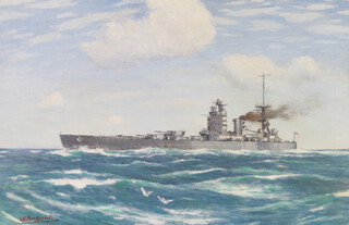 George Fagan Bradshaw (1887-1960), watercolour signed, study of a battleship 33.5cm x 51cm 