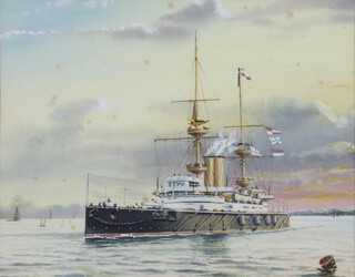 Edwardian print highlighted "HMS Prince George" 14cm x 18cm 