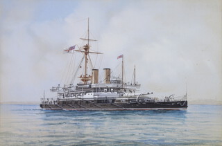 Early 20th Century watercolour unsigned, maritime study "HMS Rodney" 13cm x 19cm 
