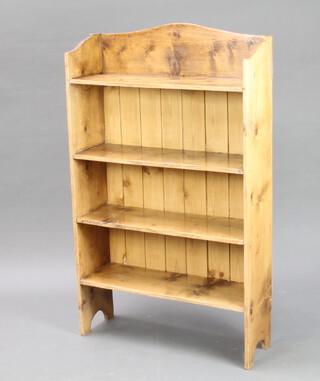 A Victorian pine bookcase with raised back 117cm h x 70cm w x 24cm d 