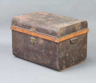 A 19th Century pressed metal twin handled trunk with hinged lid 47cm h x 70cm w x 50cm d (clasp to front missing)  