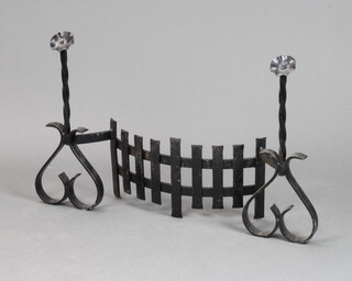 A wrought iron fire grate front 45cm h x 73cm w x 12cm d 