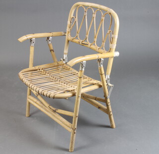 A 1950's bamboo folding garden chair 75cm h x 52cm w x 42cm d 