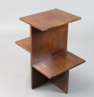 An Art Deco rectangular 3 tier what-not fitted shelves 62cm h x 50cm w x 41cm d (some sun bleaching) 