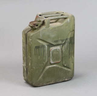 A 1968 military issue 5 gallon jerry can marked RTB 46cm x 35cm x 14cm 
