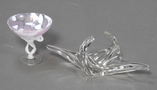 A Continental studio glass tazza 17cm and a freeform dish  