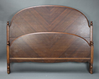 A Continental walnut panel end bedstead complete with sides 104cm h x 146cm x 193cm 