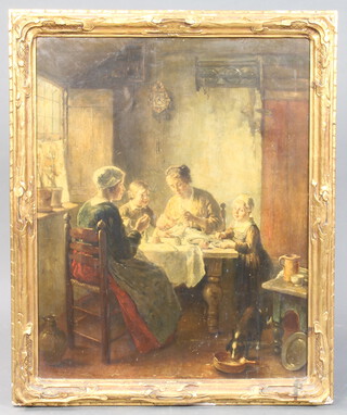 Print, Dutch interior scene, "Family Happiness" 75cm x 59cm 
