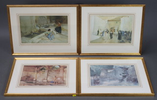 Sir William Russell Flint, print, study of Spanish washerwomen 24cm x 39cm and 3 others 