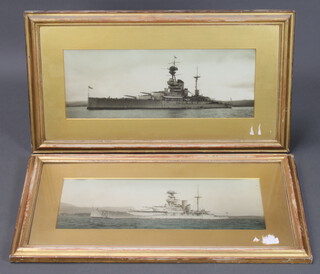 Early 20th Century coloured photographs HMS Himalaya and HMS Repulsion 20cm x 52cm 