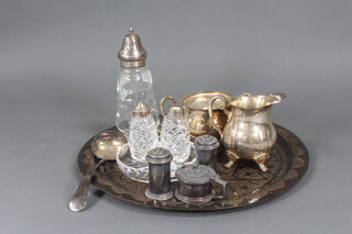 A plated sugar shaker and minor plated wares