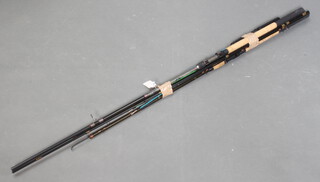 A Shimano graphite coil match fishing rod, 1 other match rod and 2 childrens fishing rods 