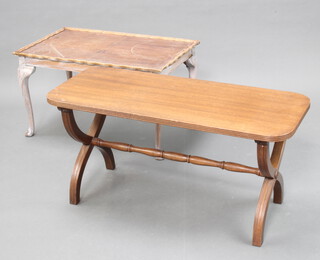 A Georgian style rectangular mahogany coffee table 43cm h x 81cm l x 40cm w (some light scratches and water marks to the top) together with a rectangular Queen Anne style walnut coffee table 42cm h x 72cm l x 45cm w (legs part painted)