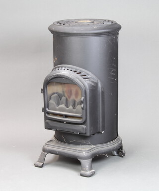 Thurcroft, a cylindrical iron portable stove/heater 68cm h x 37cm  