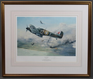Robert Taylor, a coloured print "Uneven Odds" from the Battle of Britain Ace Collection, signed in the margin by Frank Carey 36cm x 48cm 
 

