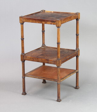 A Victorian mahogany 3 tier what-not 78cm h x 43cm w x 43cm d (heavily marked and stained) 