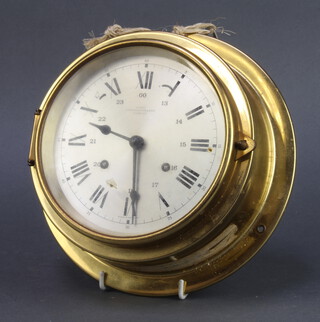 Wemp Chronometerwerke Hamberg, a striking wardroom style clock, the 14cm dial with Roman numerals (possibly overwound), complete with key 