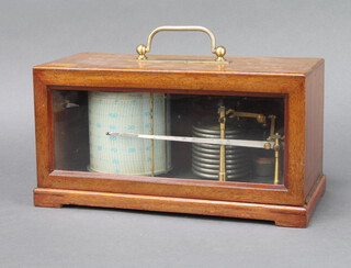 A barograph marked RF Paris 169468, contained in a mahogany case 15cm h x 29cm w x 14cm (currently not running)  