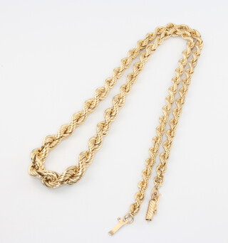 A 9ct yellow gold graduated rope chain necklace 45cm, 8 grams 